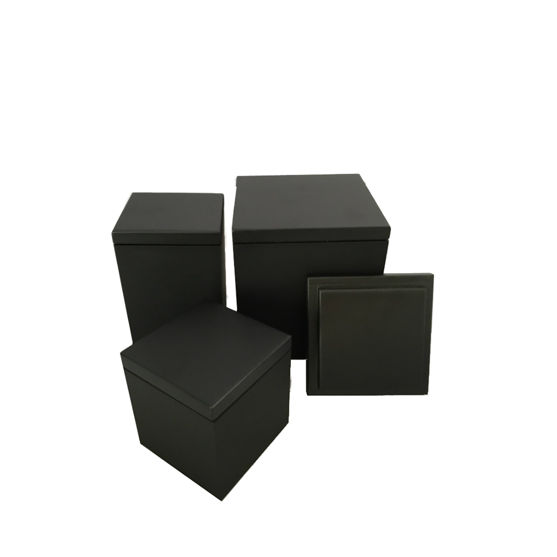 Trælåg stor 12x12 cm sortlakeret